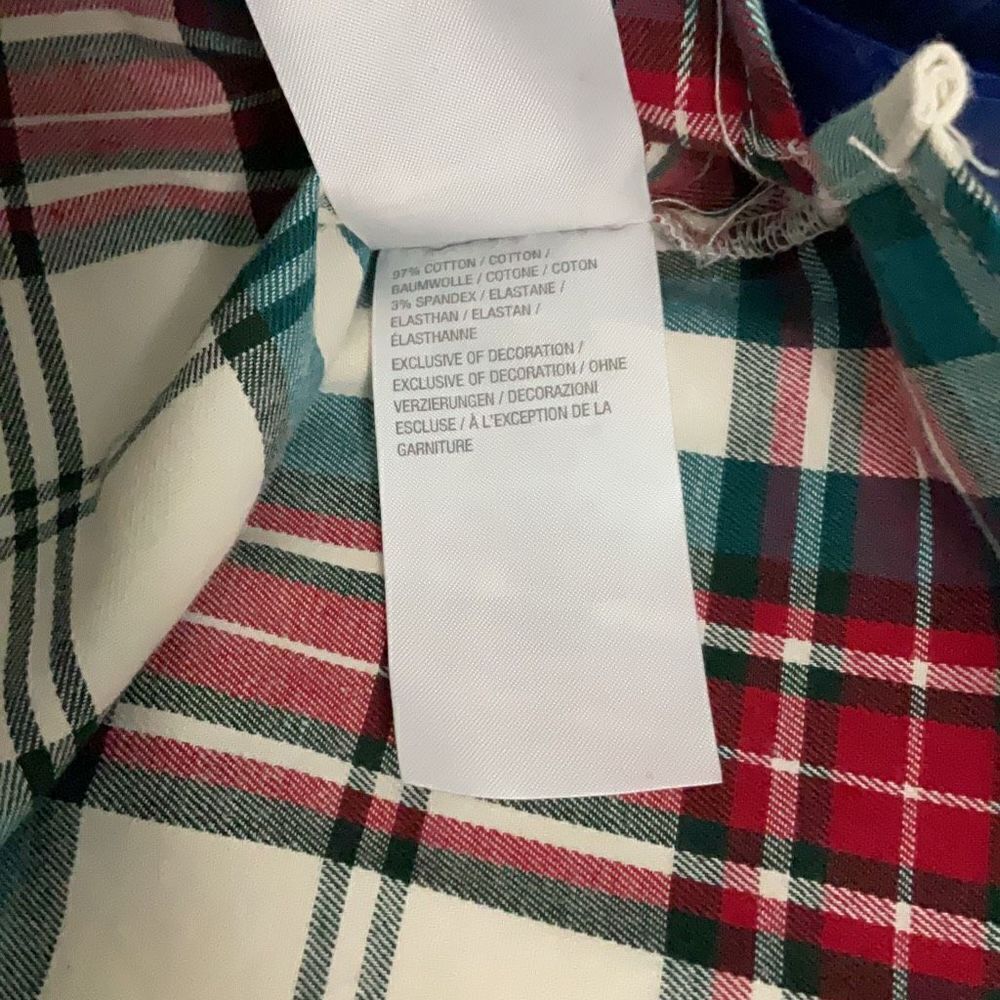denim & co. Red Green Plaid Henley Flannel Embroidered Long Sleeve Top Size S - Picture 6 of 7